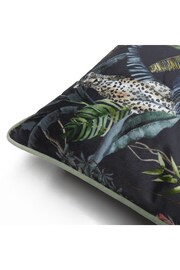 Evans Lichfield Petrol Blue Jungle Leopard Velvet Polyester Filled Cushion - Image 4 of 5
