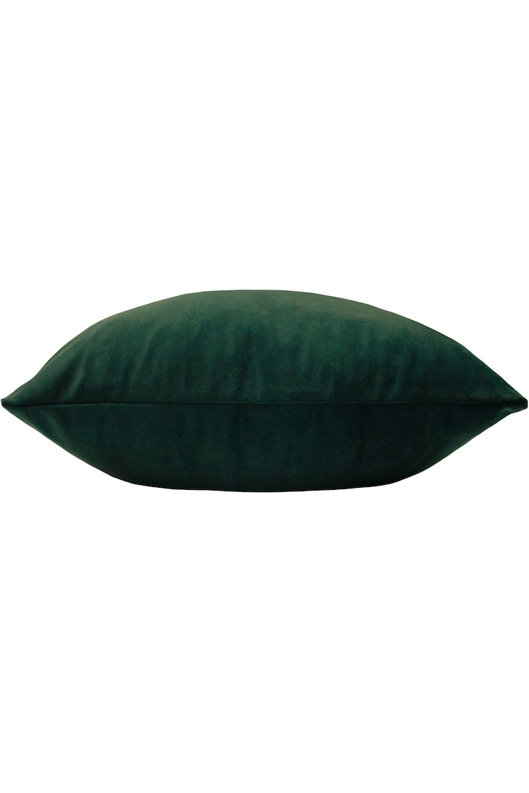 Evans Lichfield Bottle Green Sunningdale Velvet Polyester Filled Cushion - Image 2 of 3