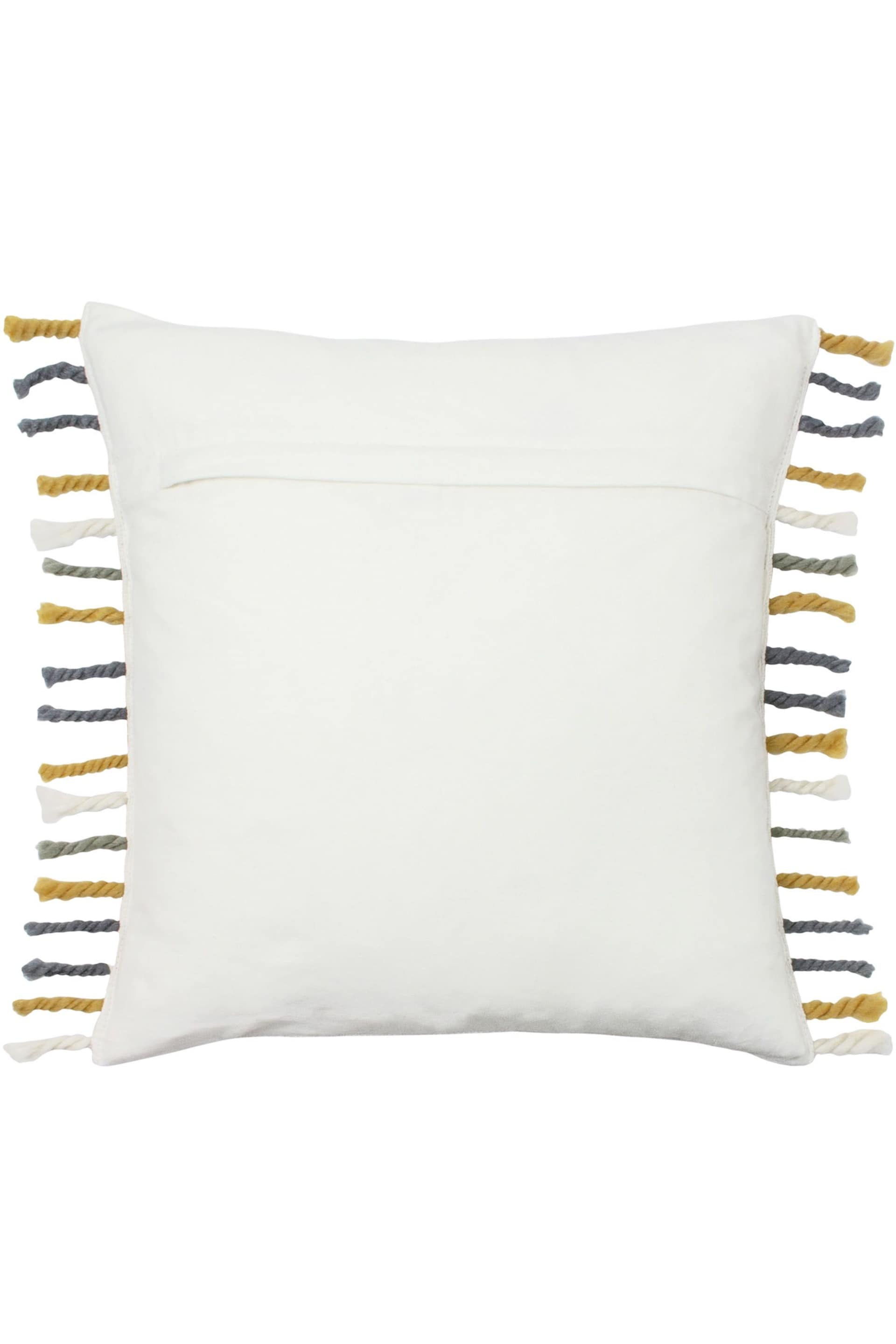 furn. Ochre Yellow/Natural Beige Dhadit Striped Polyester Filled Cushion - Image 2 of 6