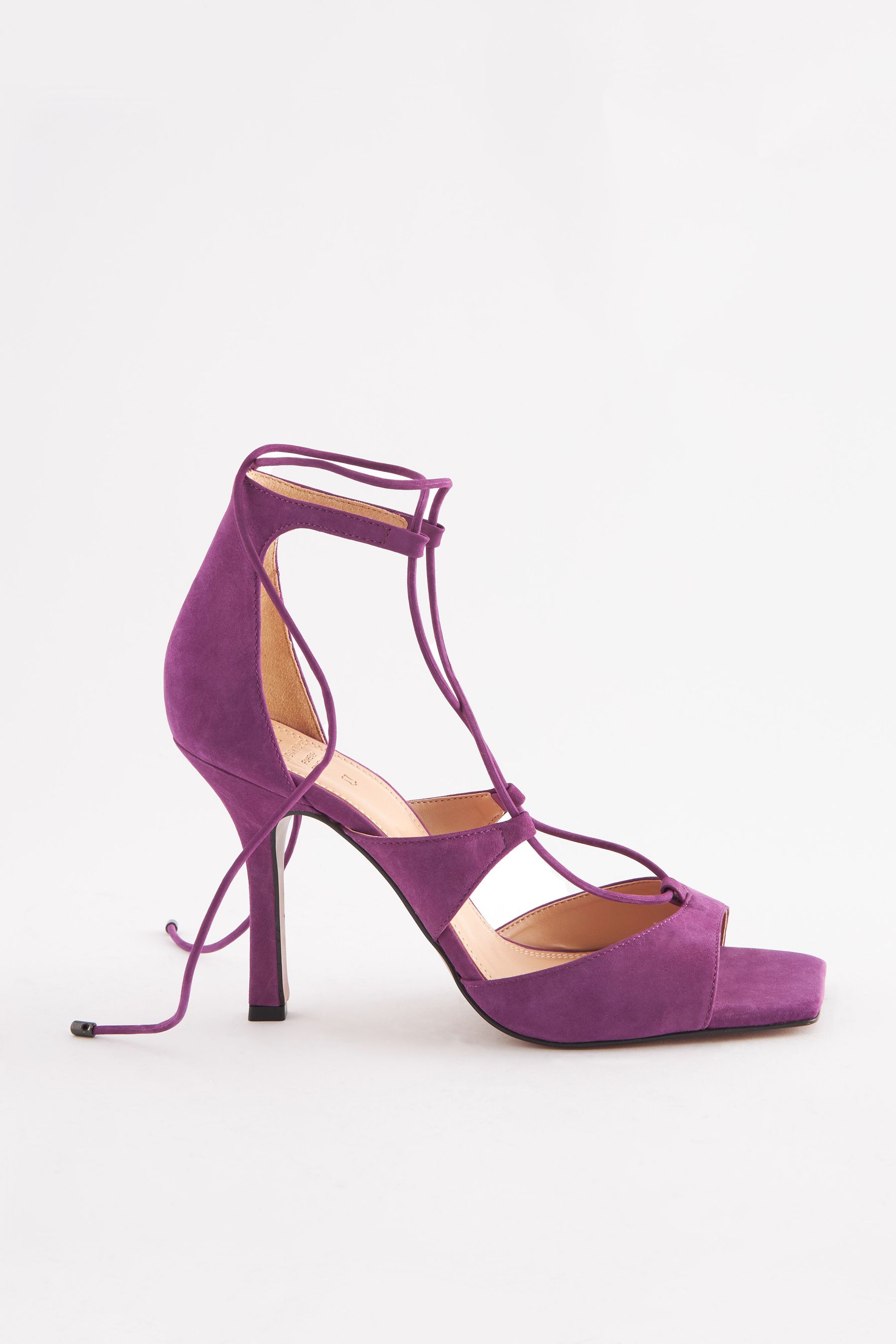 Buy Purple Signature Leather Strappy Wrap Heels from Next Luxembourg