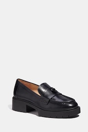 COACH Black Leather Chunky Loafers - Image 1 of 11