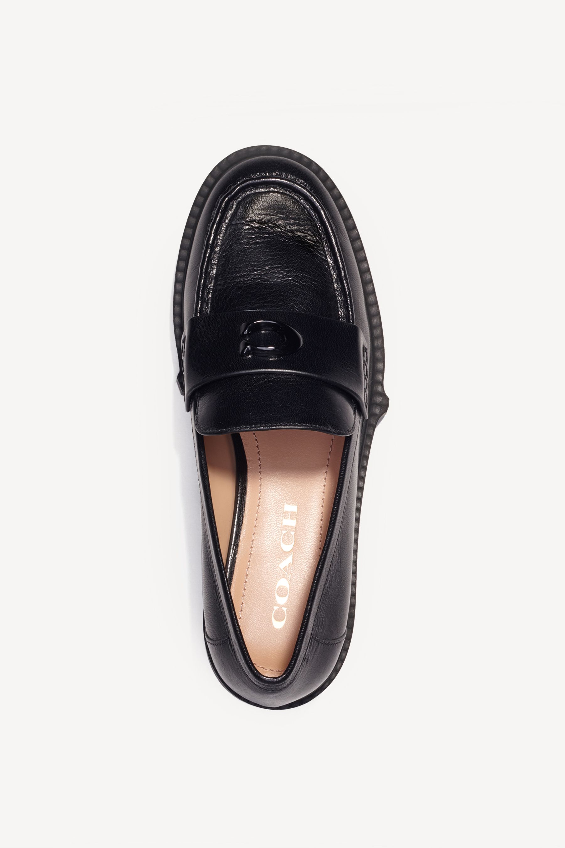 COACH Black Leather Chunky Loafers