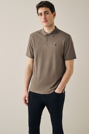 Brown Regular Fit Short Sleeve Pique Polo Shirt - Image 5 of 7