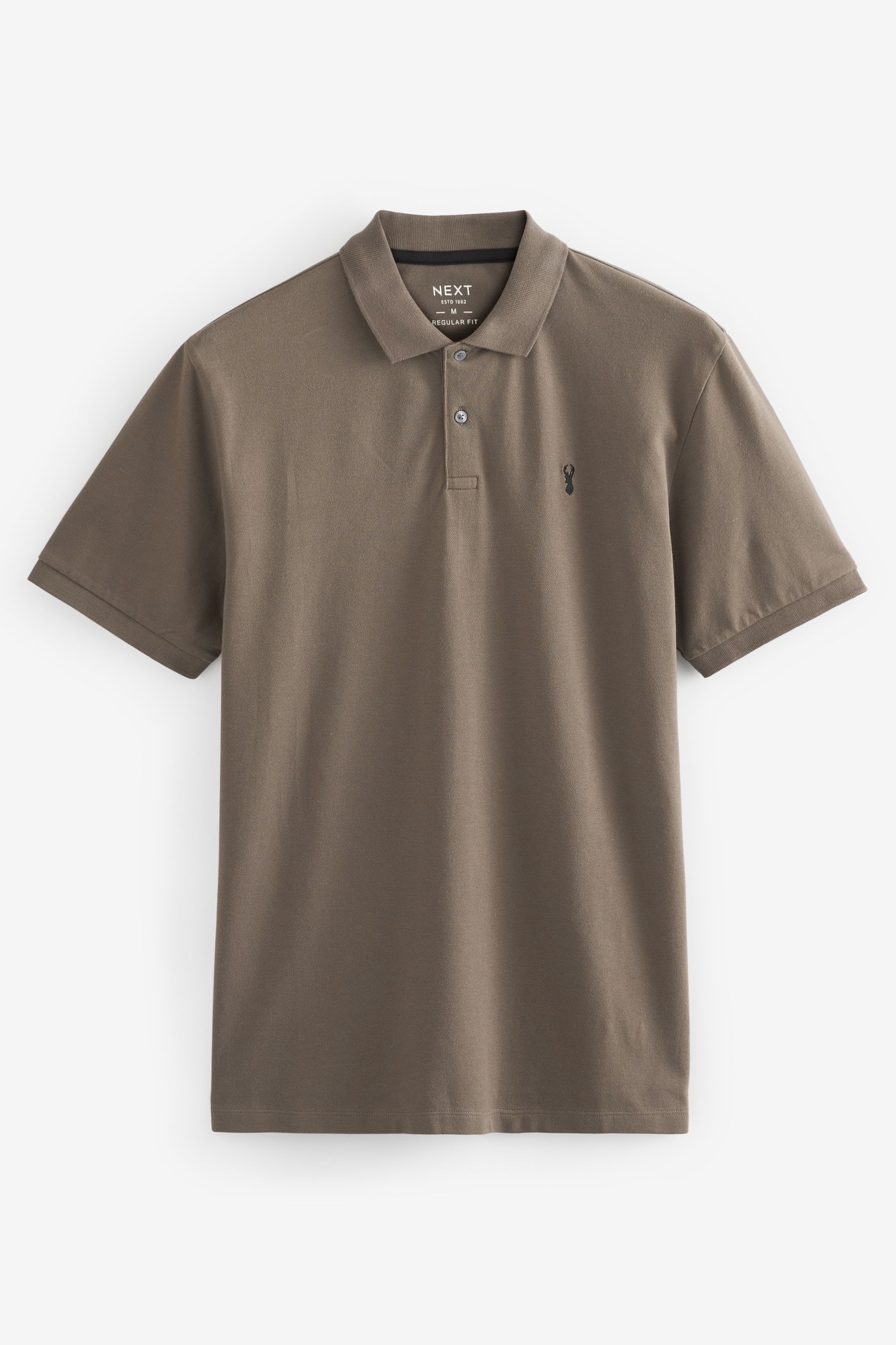 Brown Regular Fit Short Sleeve Pique Polo Shirt - Image 6 of 7