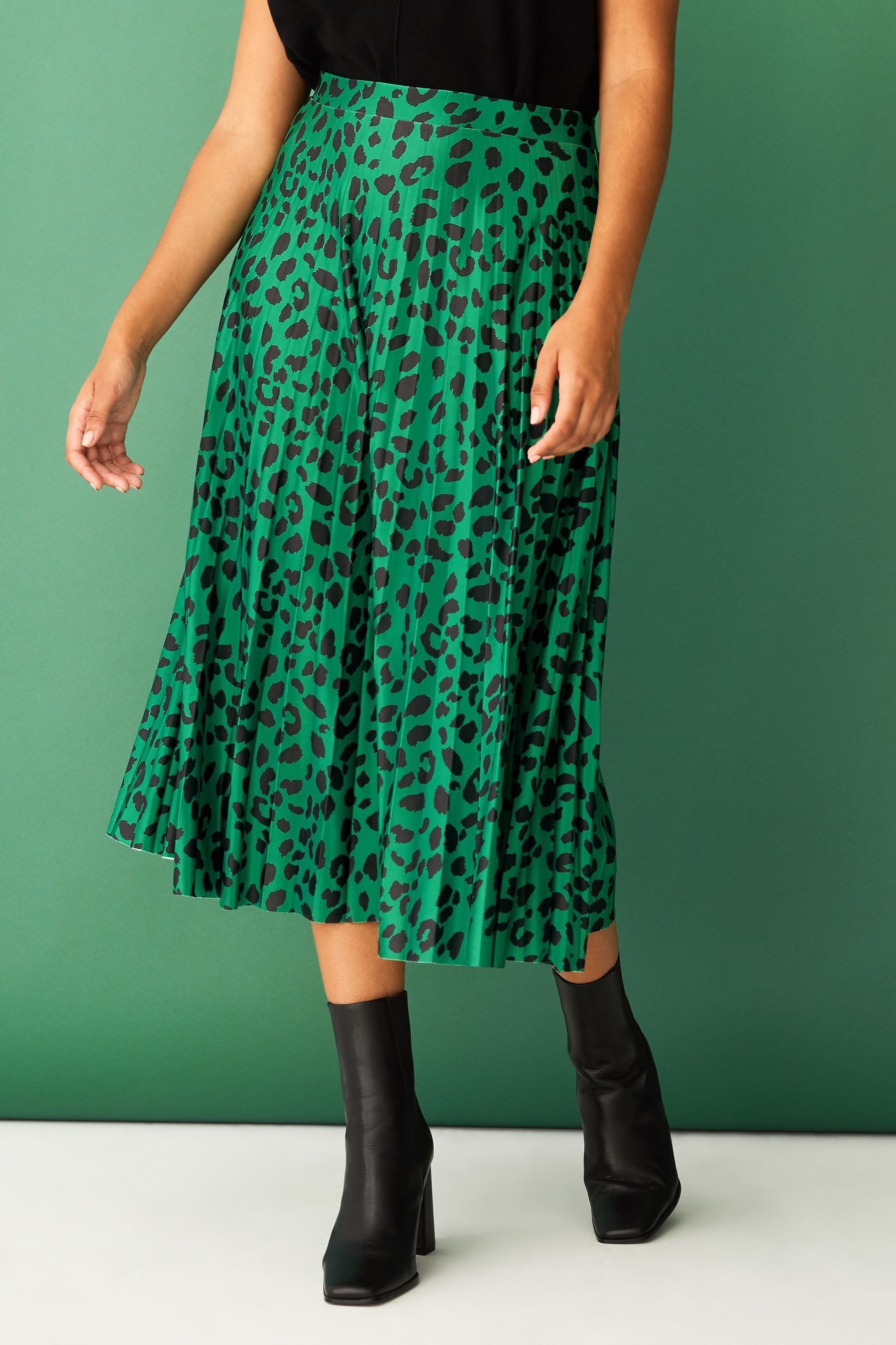 F&f green pleated dress cheap