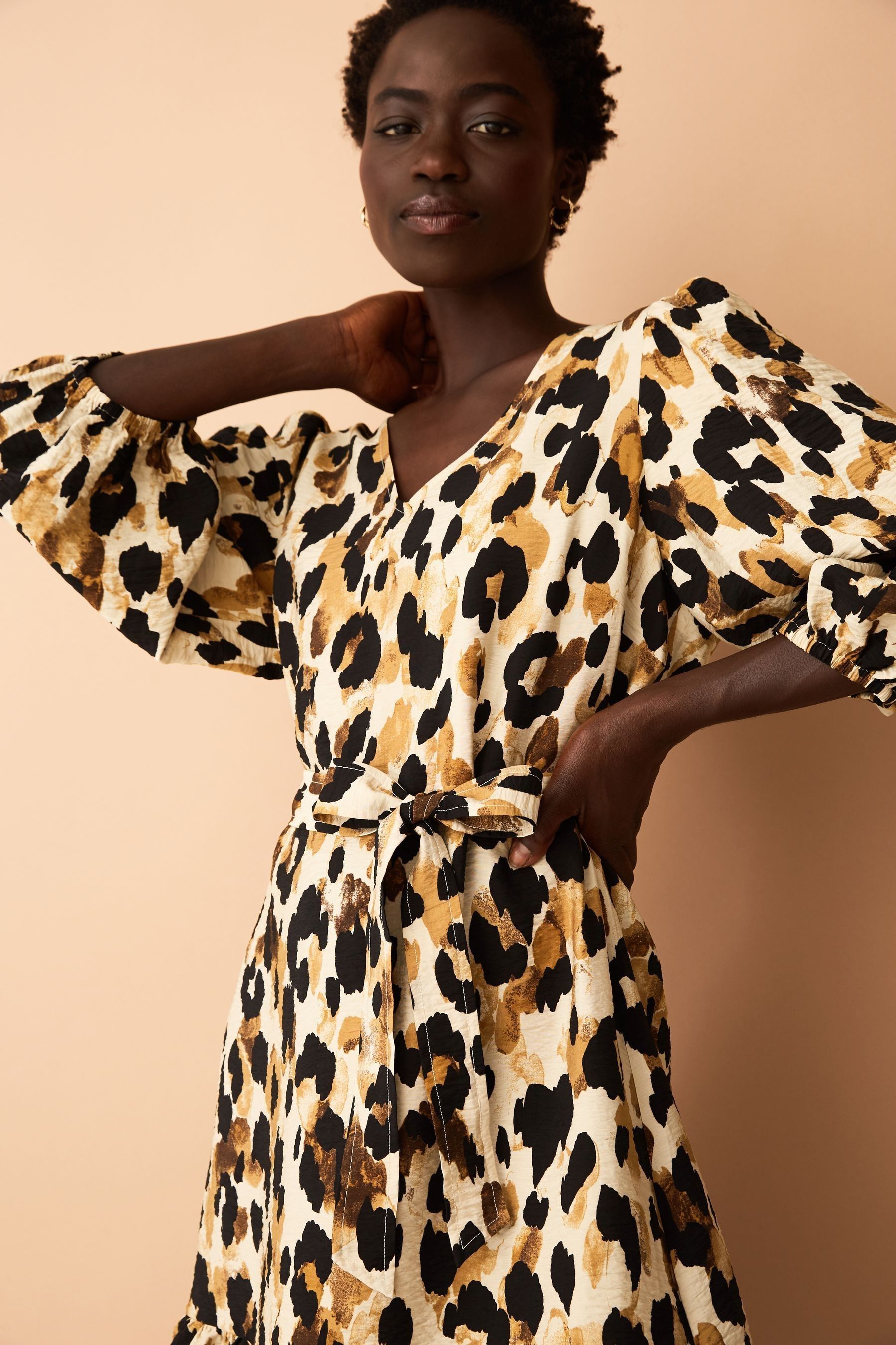 F F Brown Animal Print Mini Dress