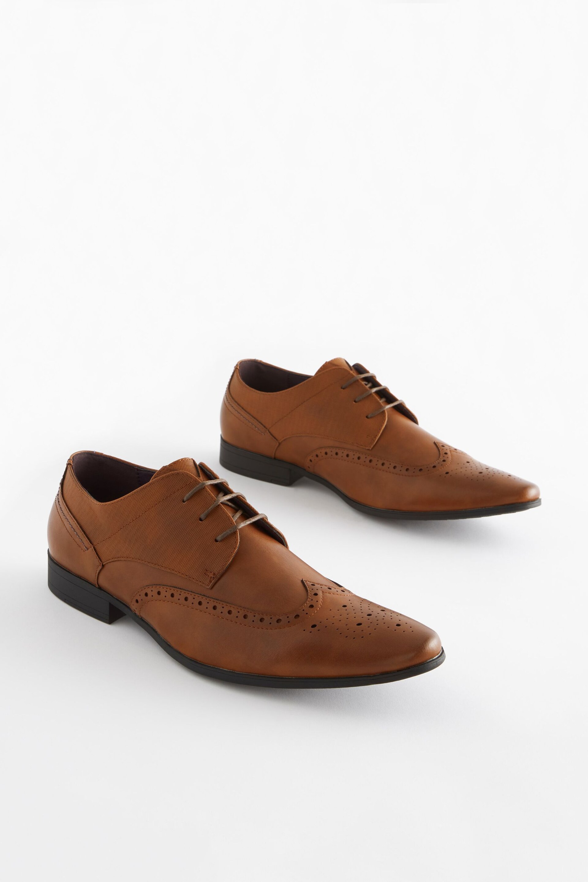 Tan Brown Brogue Shoes - Image 1 of 6