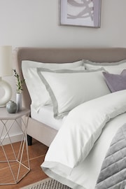 White/Silver Cotton Rich Oxford Duvet Cover and Pillowcase Set - Image 1 of 4