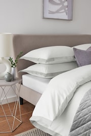 White/Silver Cotton Rich Oxford Duvet Cover and Pillowcase Set - Image 2 of 4