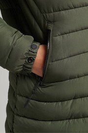 Superdry Green Faux Fur Hooded Mid Length Puffer Jacket - Image 7 of 7