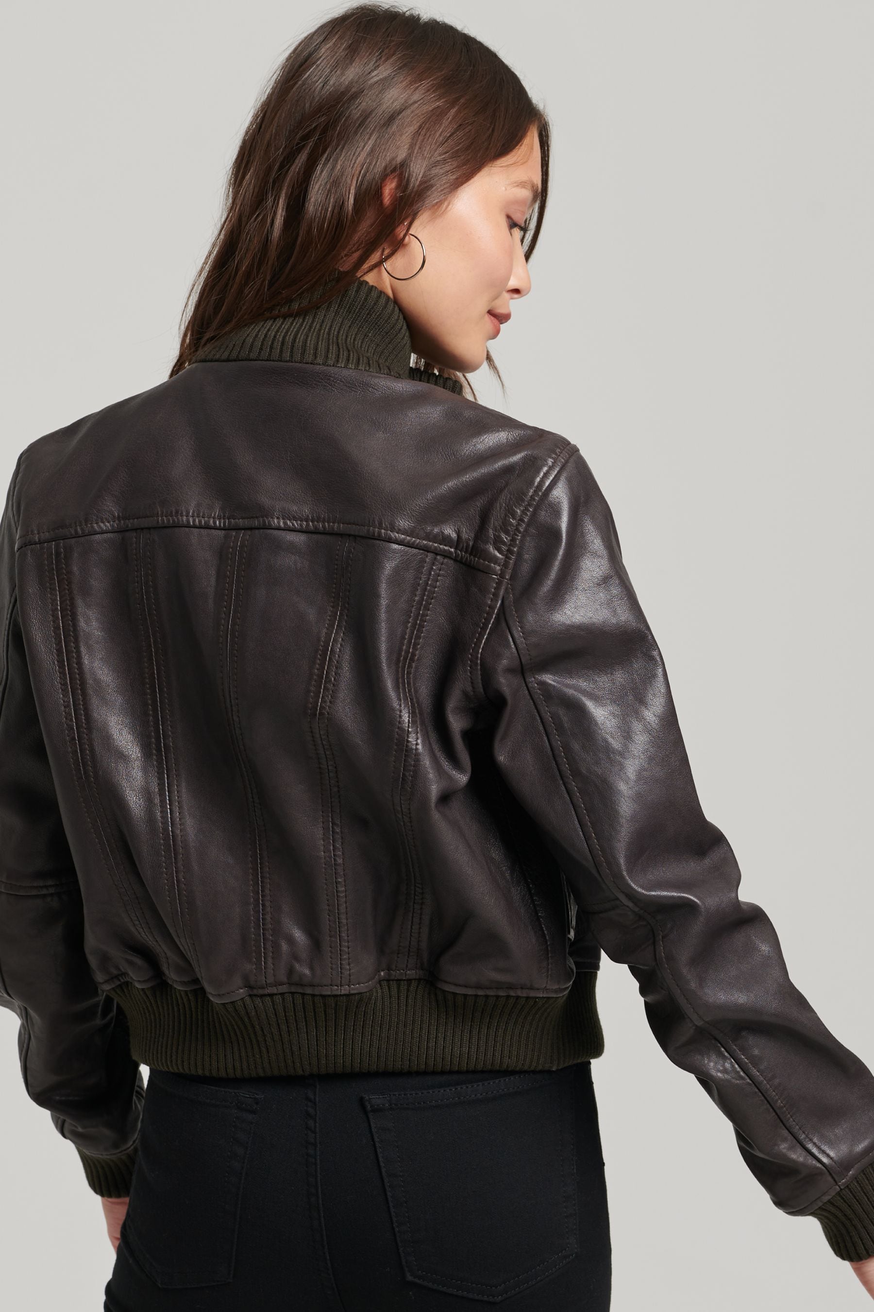 Superdry leather bomber jacket on sale