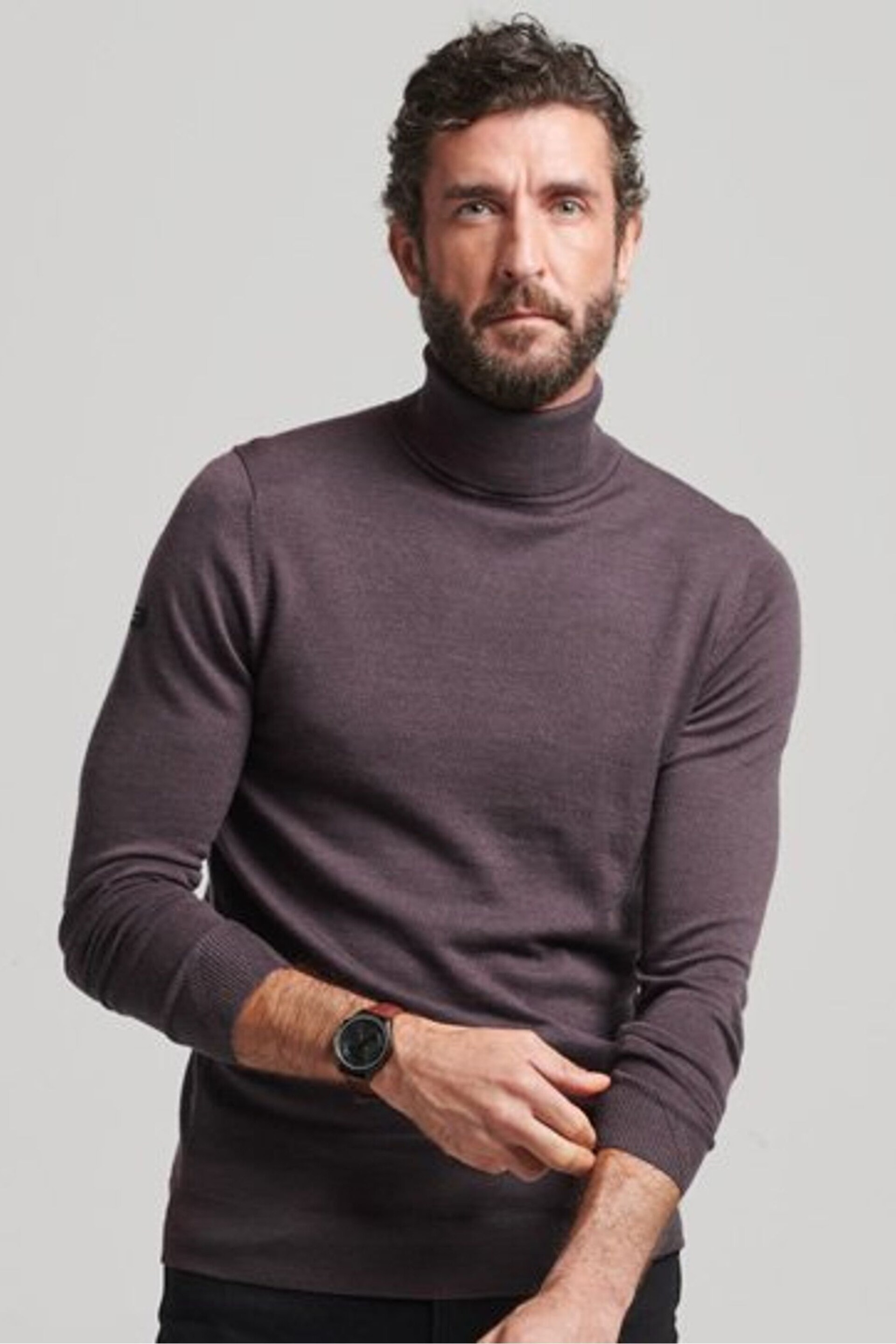 Superdry Purple Merino Roll Neck Jumper - Image 1 of 7