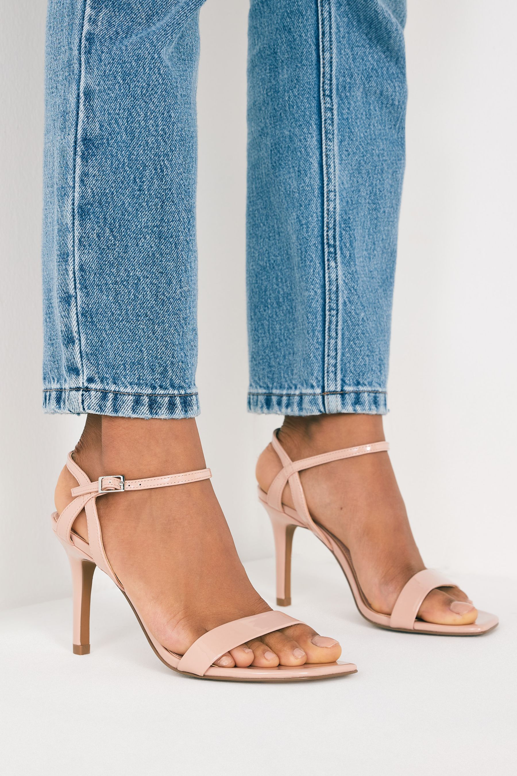 Nude wide fit shops heeled sandals