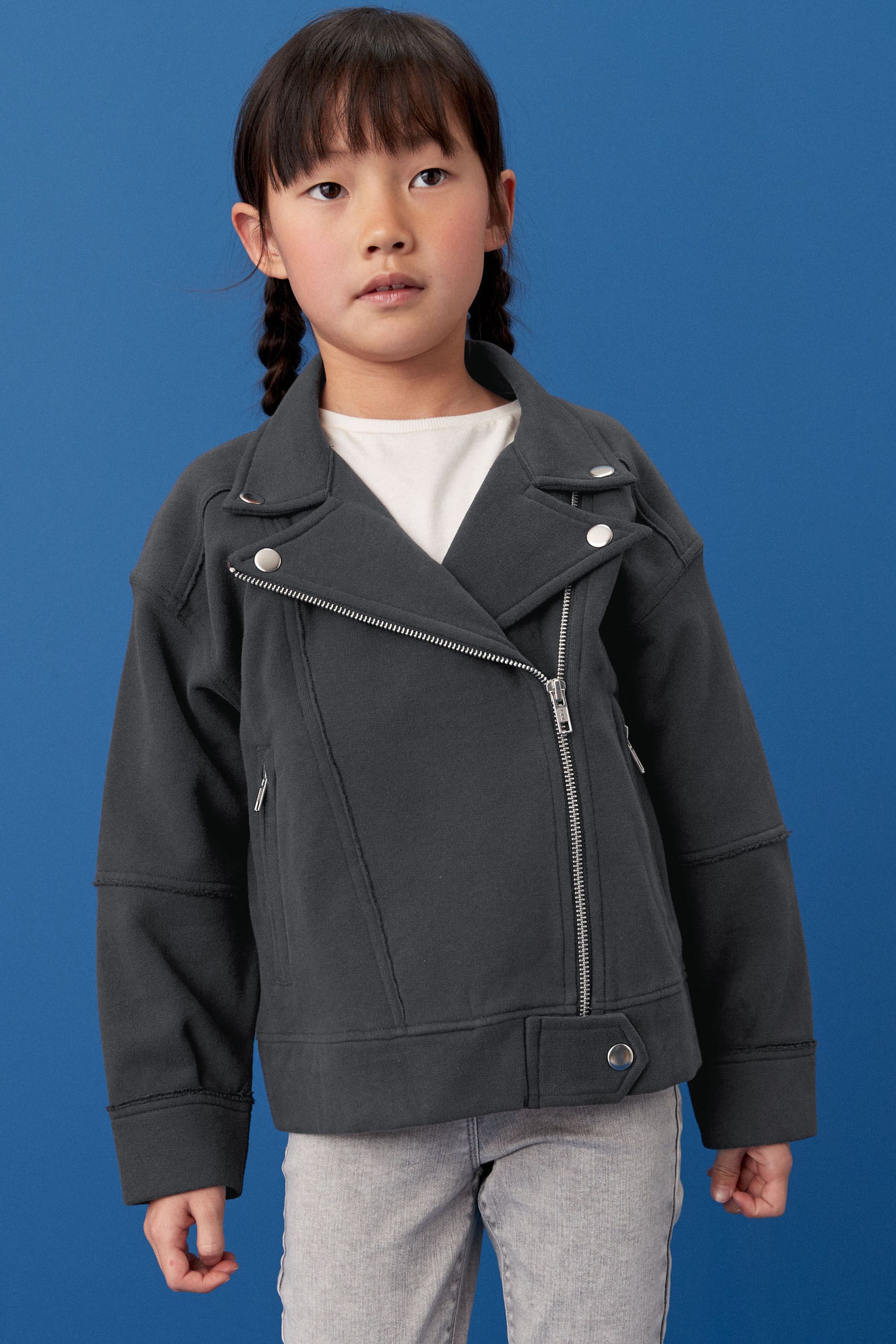 Jersey biker jacket womens top