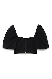 Another Sunday Puff Sleeve Corset Crop Top In Black - Image 5 of 5