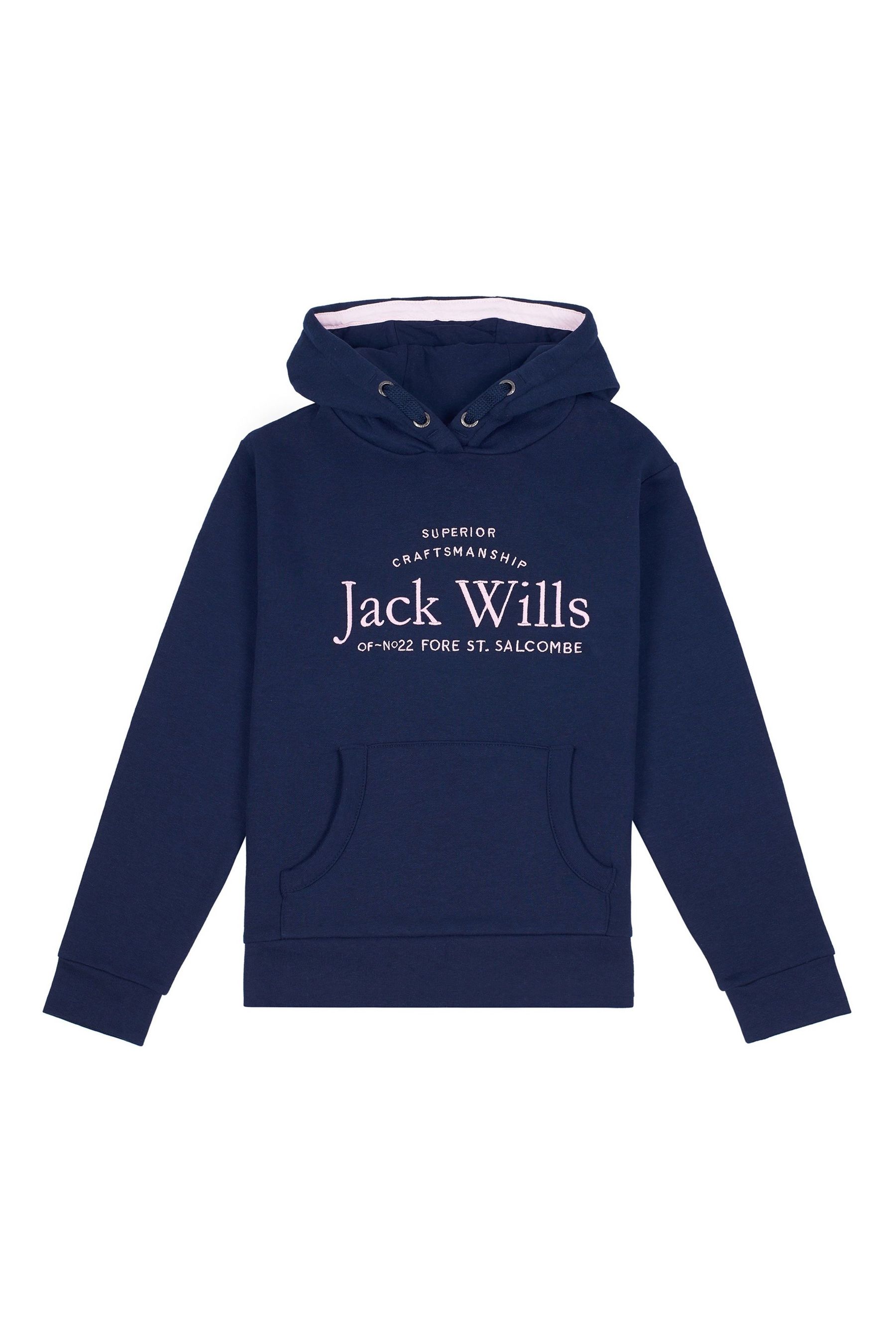 Buy Jack Wills Blue Script Overhead Hooded Sweatshirt from Next Luxembourg
