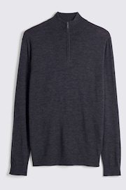 MOSS Dark Grey Merino Blend Zip Neck Jumper - Image 5 of 6