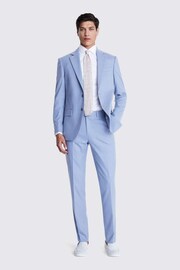 MOSS Tailored Fit Light Blue Flannel Suit: Jacket - Image 4 of 4
