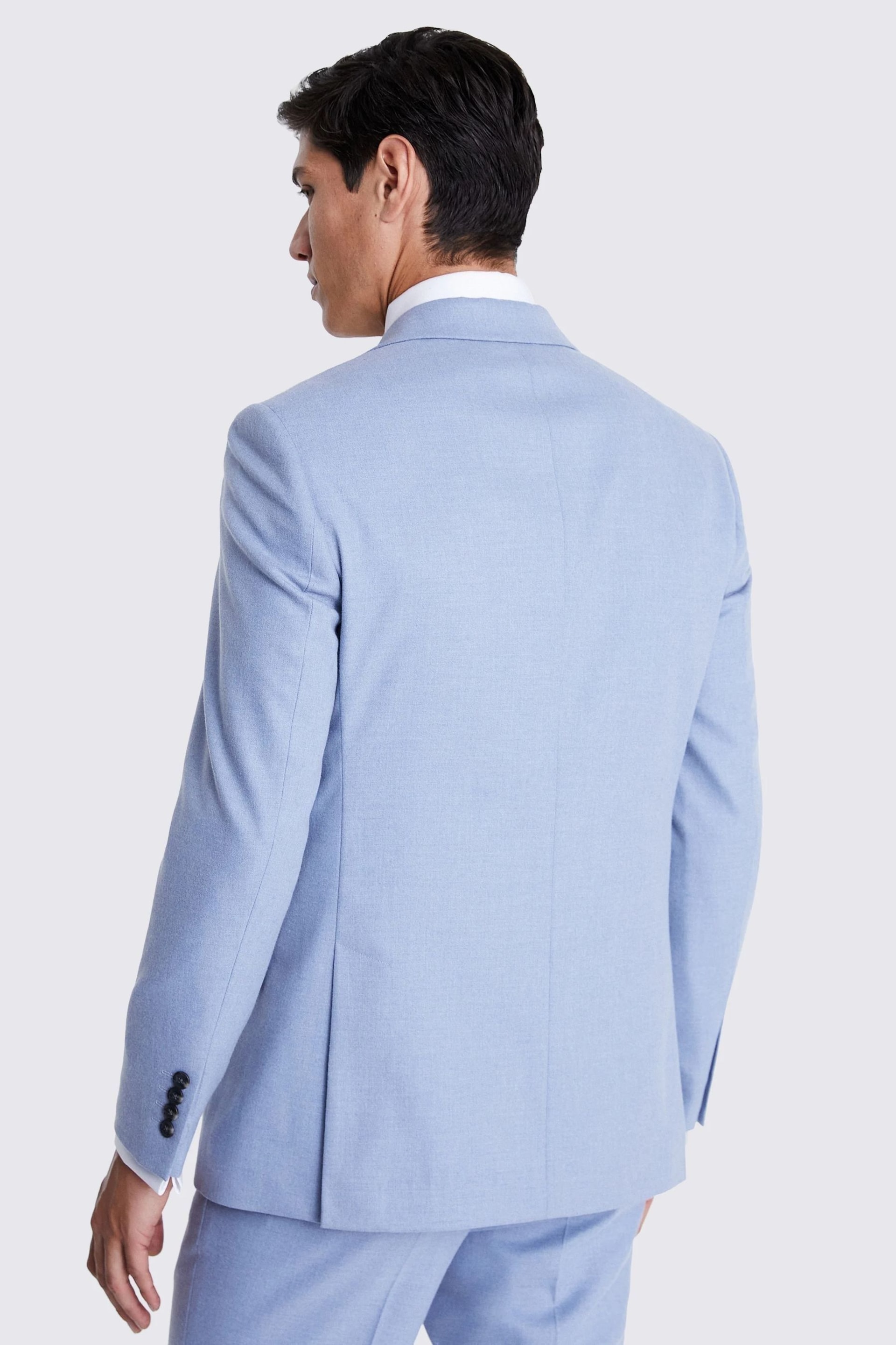 MOSS Light Blue Tailored Fit Flannel Suit Jacket - Image 5 of 7