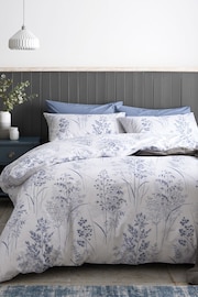 Blue Floral 100% Cotton Printed Duvet Cover and Pillowcase Set - Image 1 of 2