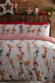 furn. White Santa's Workshop Reversible Duvet Cover and Pillowcase Set - Image 1 of 3