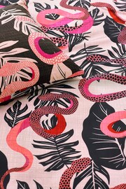 furn. Ruby Pink Serpentine Tropical Reversible Duvet Cover and Pillowcase Set - Image 3 of 3