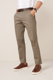 Stone Slim Fit Printed Belted Soft Touch Chino Trousers - Image 1 of 9