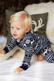 The Little Tailor Baby Reindeer Christmas Fairisle Onesie - Image 1 of 8