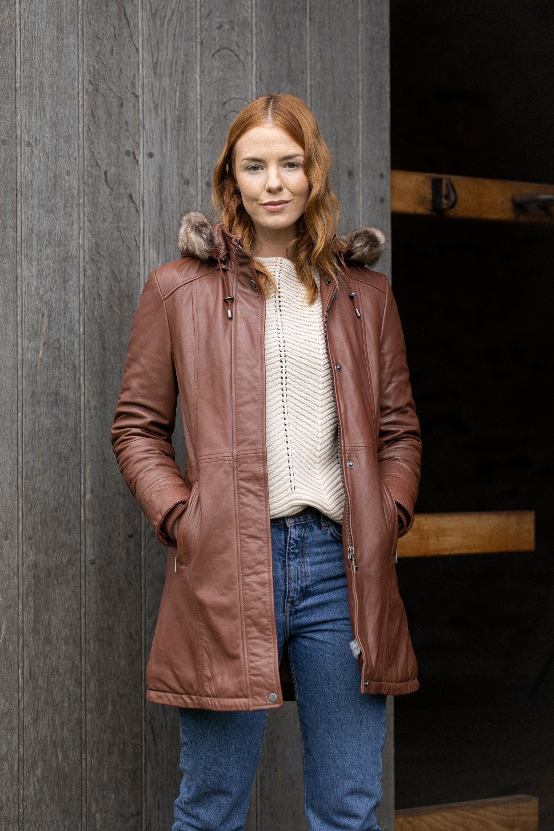 Buy Lakeland Leather Tan Brown Ravensworth Long Leather Coat from Next Luxembourg