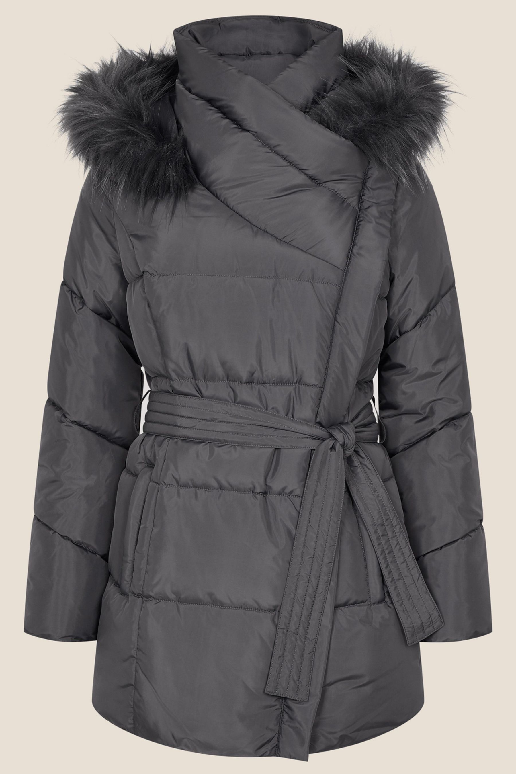 Buy Monsoon Grey Padded Faux Fur Hooded Coat from Next Luxembourg