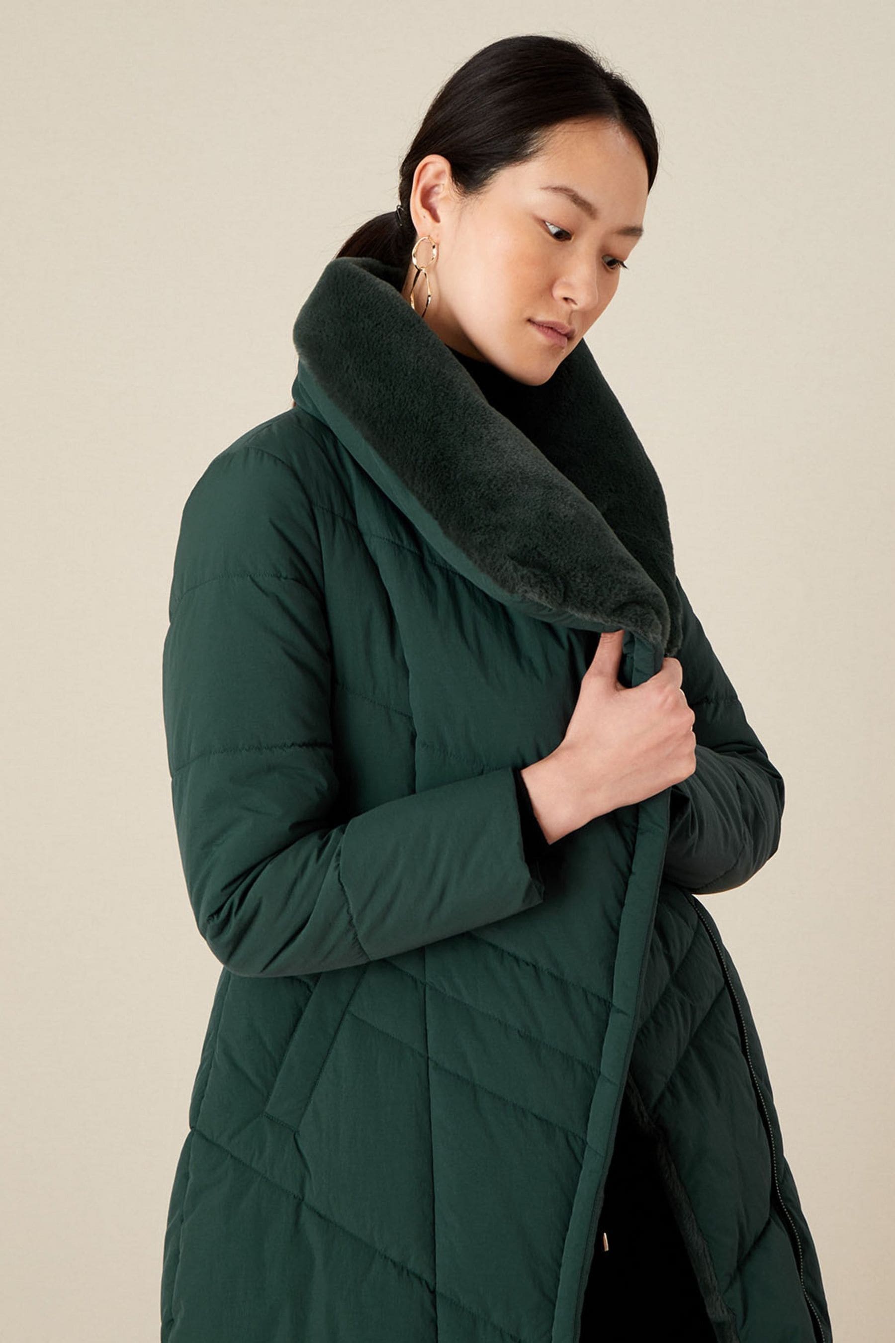 Fur collar coat womens uk outlet
