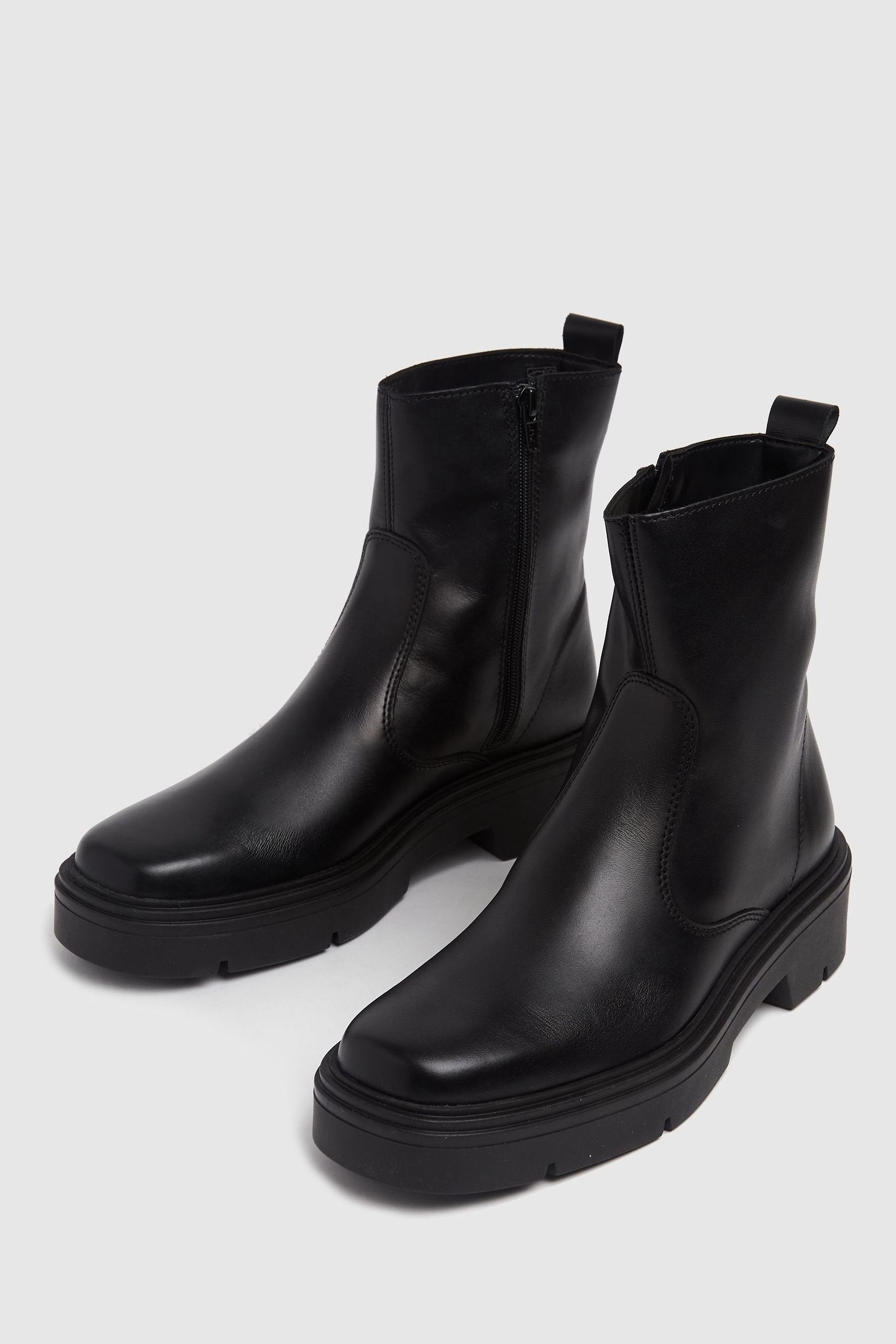 Buy Schuh Black Alina Leather Sock Boots from Next Luxembourg