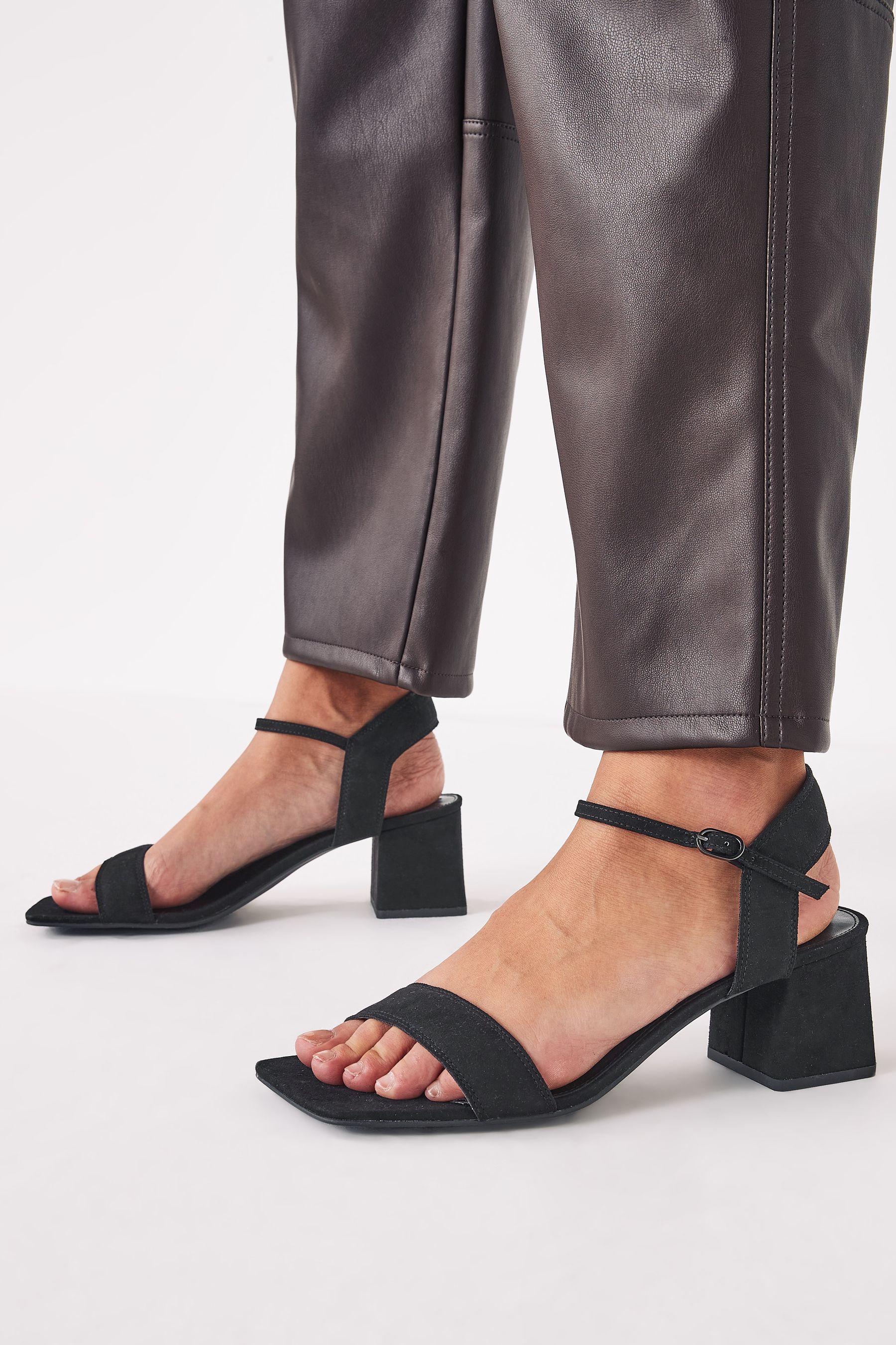 Buy Black Textile Regular Wide Fit Forever Comfort Simple Block Heel Sandals from Next Luxembourg