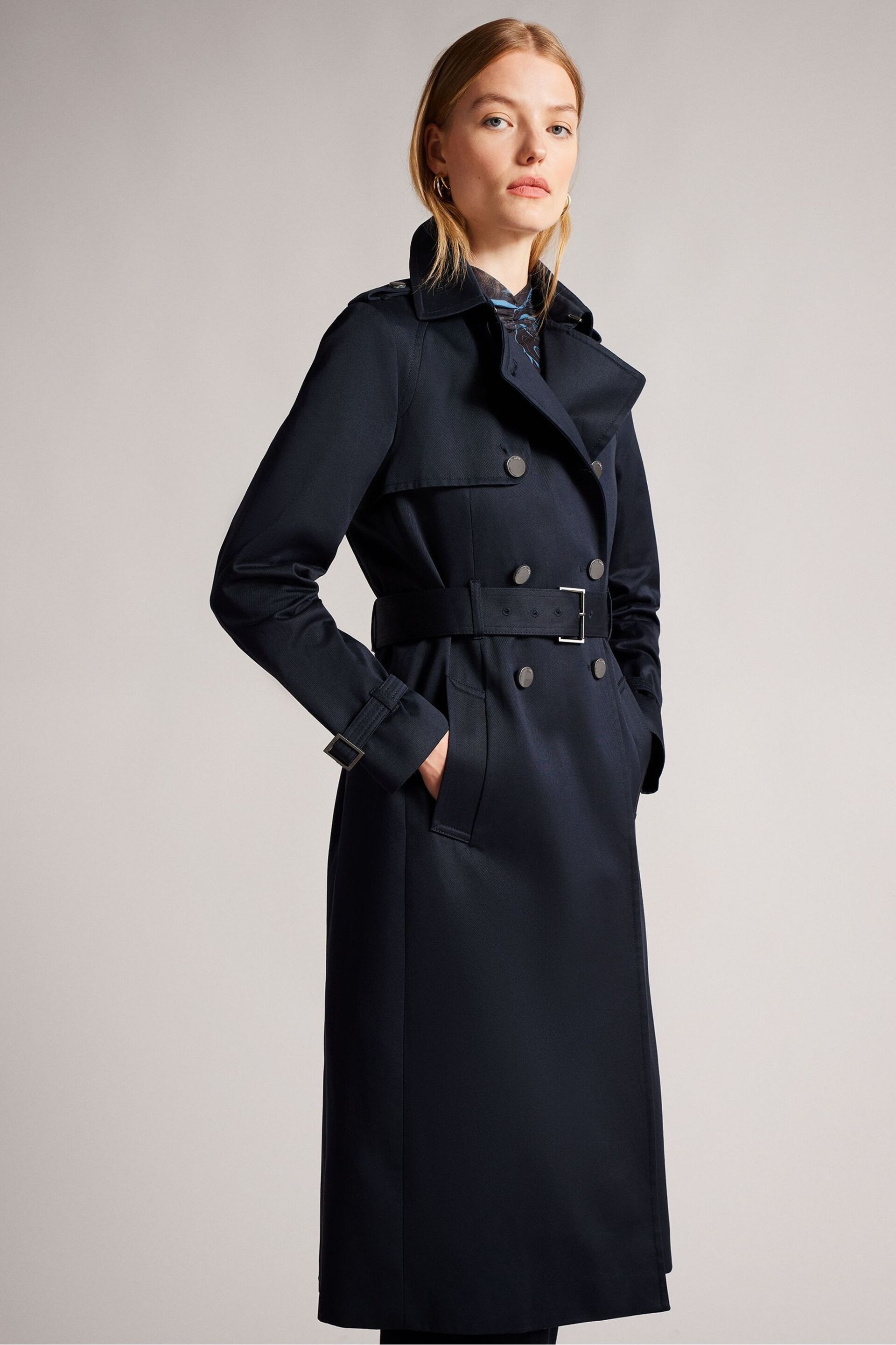 Ted Baker Blue Robbii Lightweight Trench Coat - Image 1 of 7