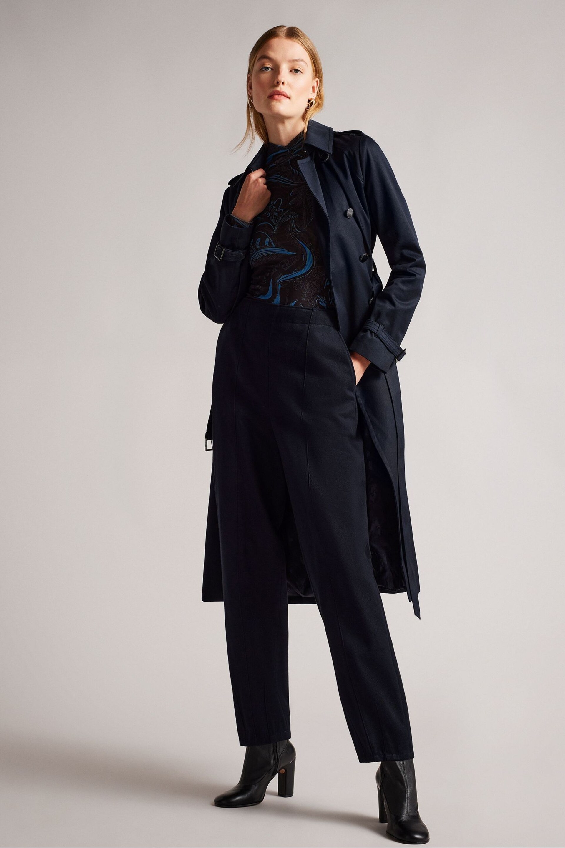 Ted Baker Blue Robbii Lightweight Trench Coat - Image 3 of 7