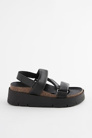 Black Leather Soft Asymmetric Chunky Wedge - Image 2 of 5