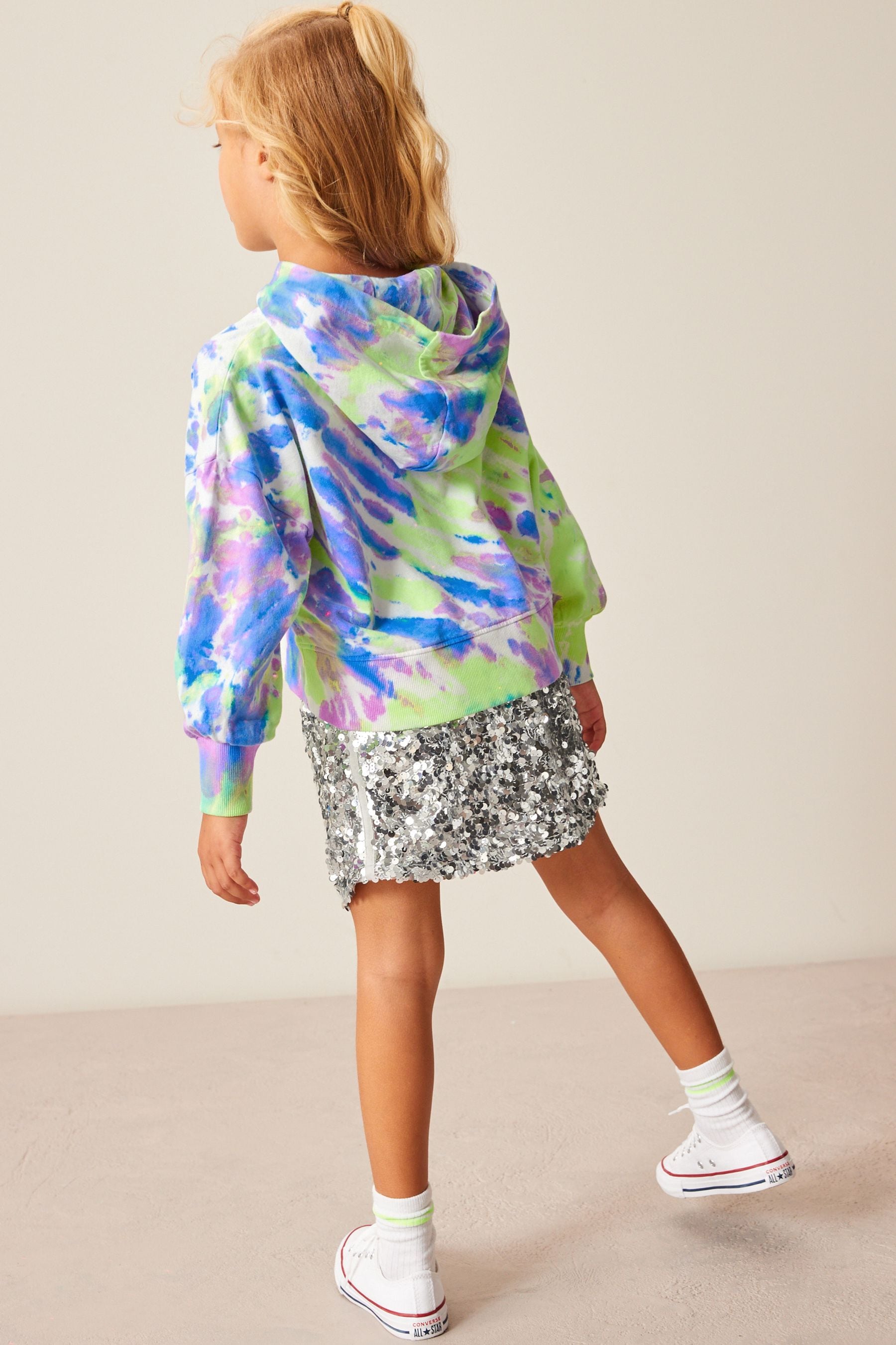 Tie dye sequin hoodie hot sale