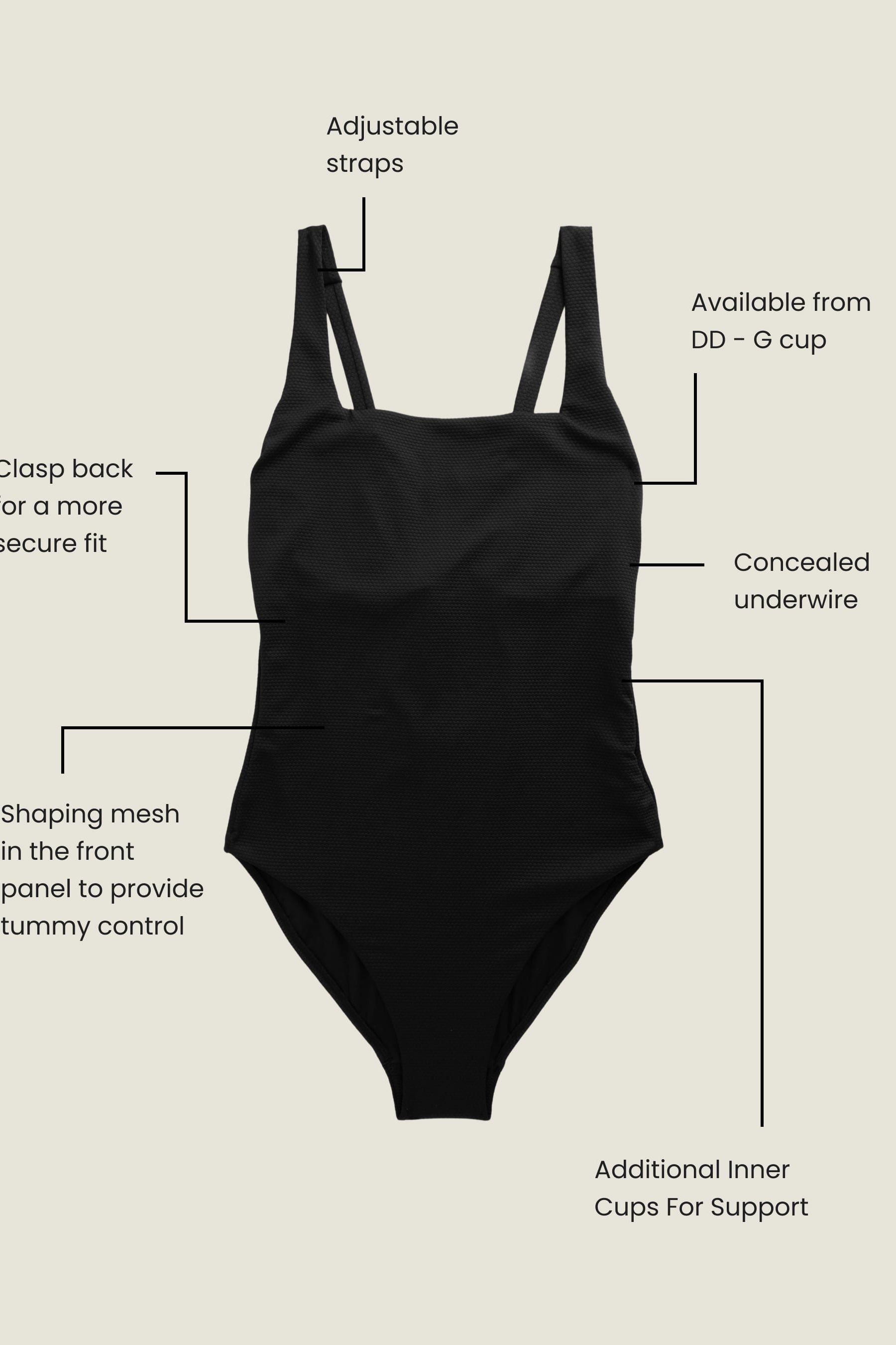 Black square neck swimsuit online