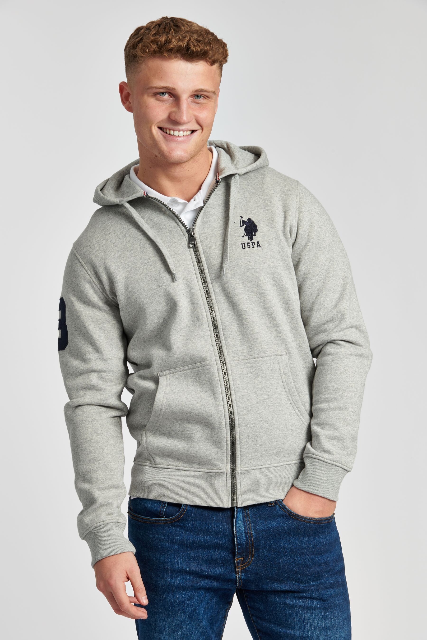 Buy U.S. Polo Assn. Vintage Grey Heather Player 3 Hoodie from the Next UK online shop