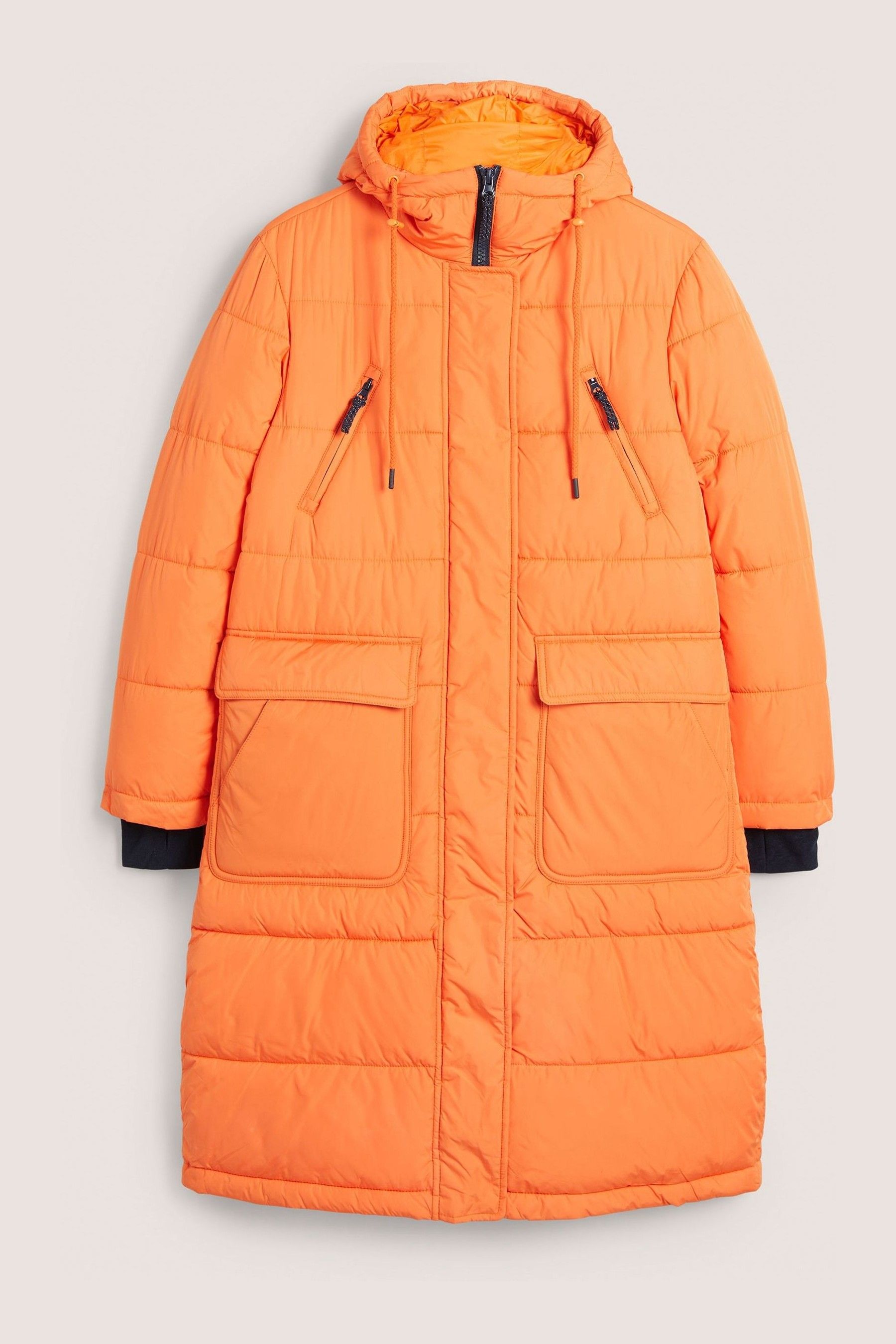 Buy Boden Orange Longline Hooded Puffer Coat from Next Luxembourg