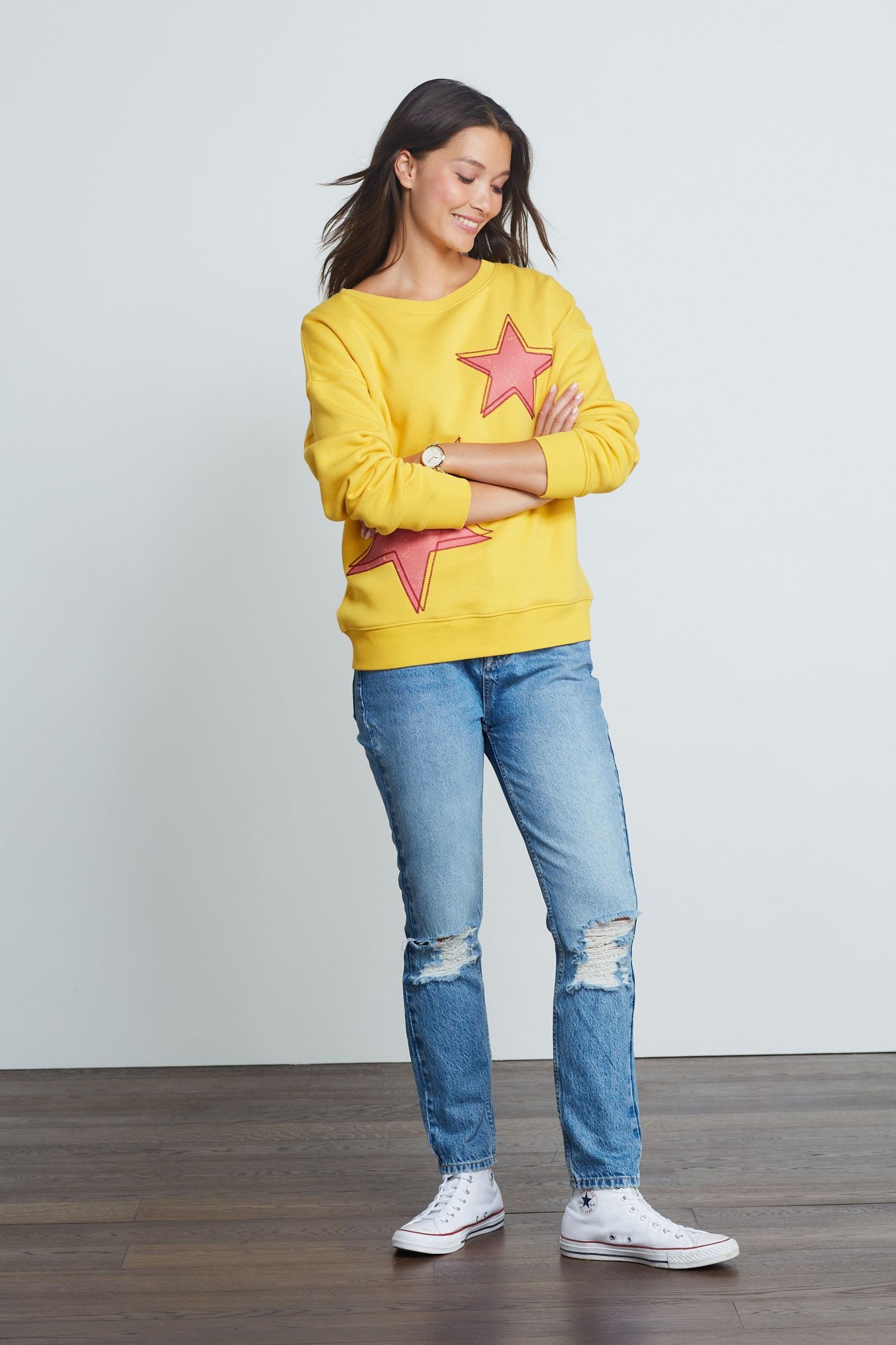 Buy Ochre Yellow Stars Next Graphic Sweatshirt from Next Luxembourg