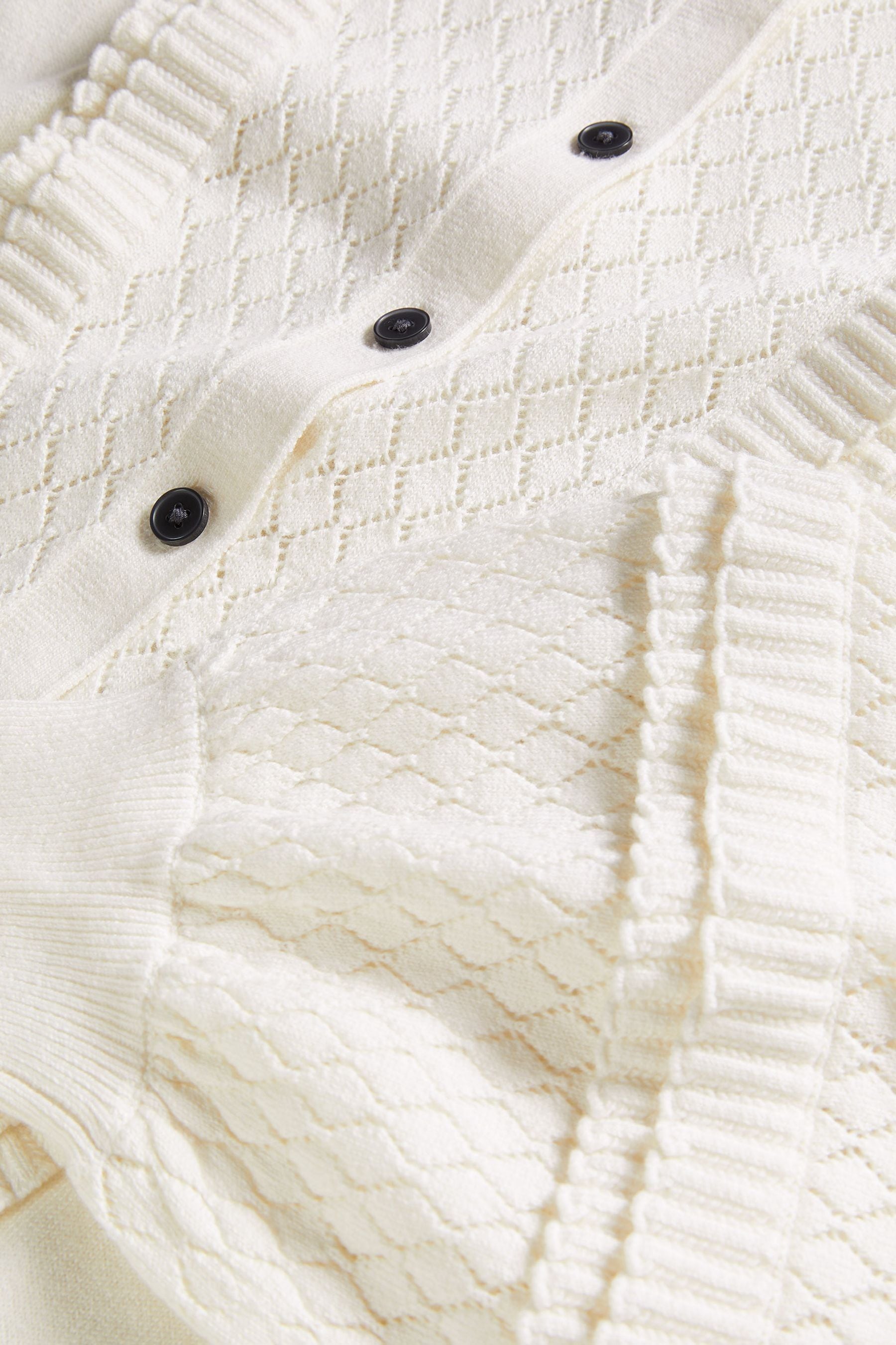 Buy Boden White Pointelle Frill Cardigan from Next Latvia
