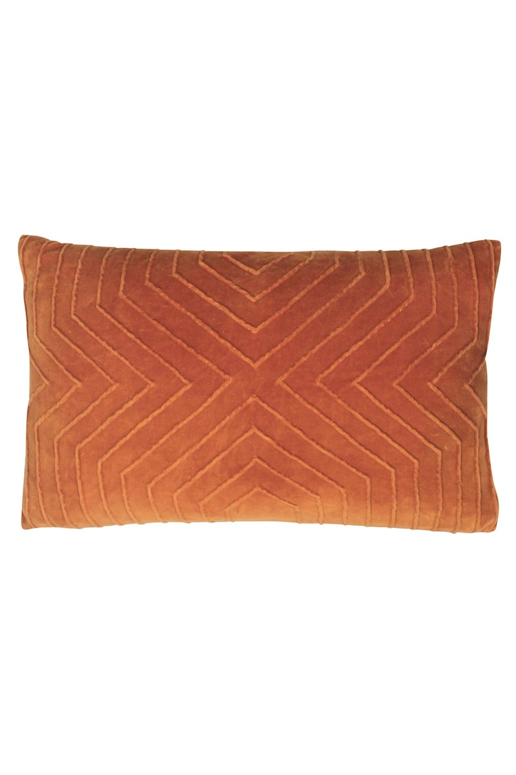 Furn Rust Orange Mahal Geometric Polyester Filled 100% Cotton Cushion - Image 1 of 4