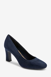 Navy Blue Regular/Wide Fit Forever Comfort® Round Toe Block Heel Court Shoes - Image 3 of 5