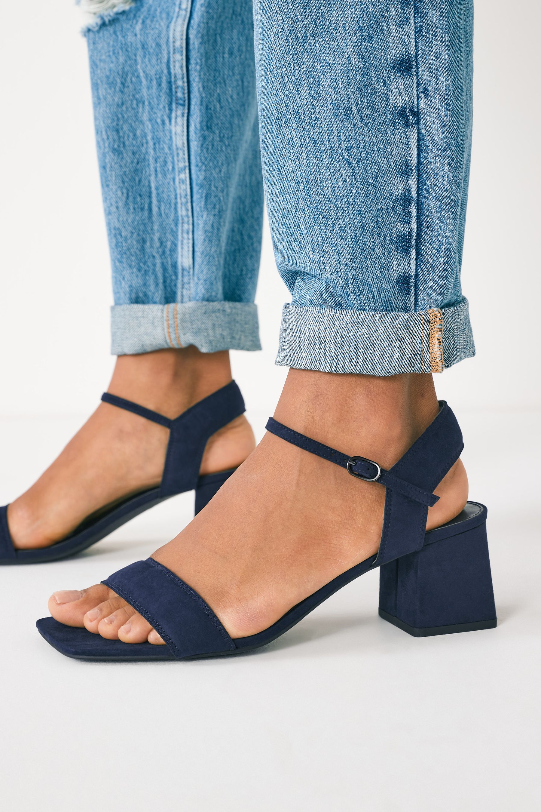 Navy heeled sandals wide fit sale