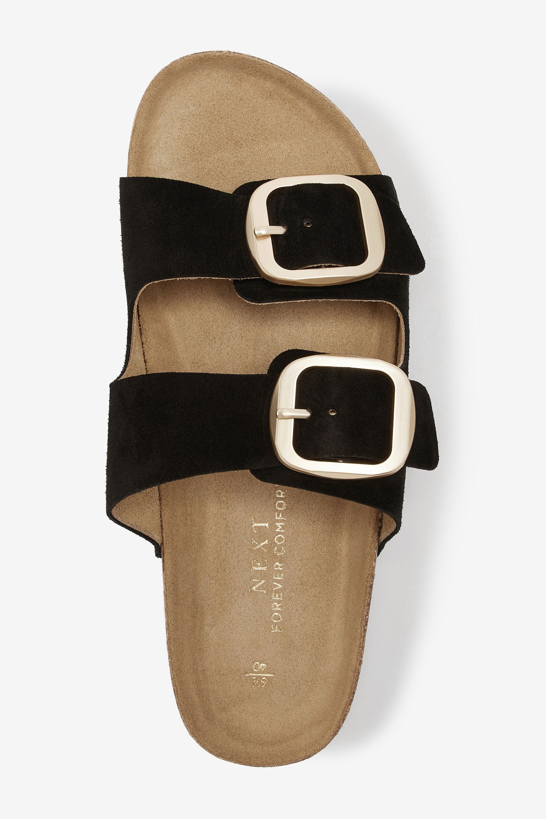 Buy Black Forever Comfort Leather Suede Double Strap Footbed Sandals from Next Luxembourg