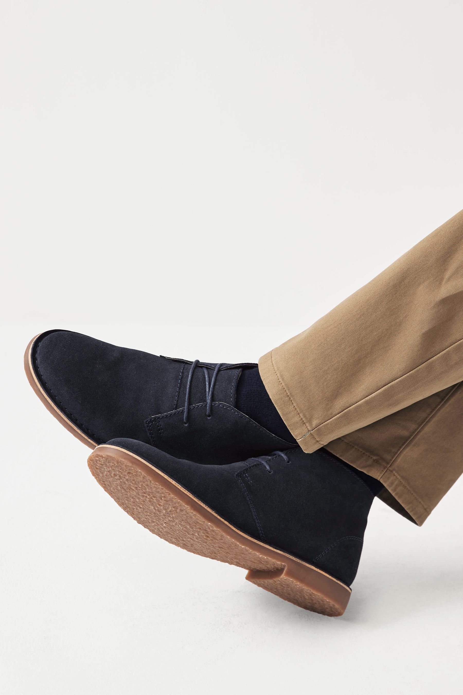 Navy Blue Suede Desert Boots