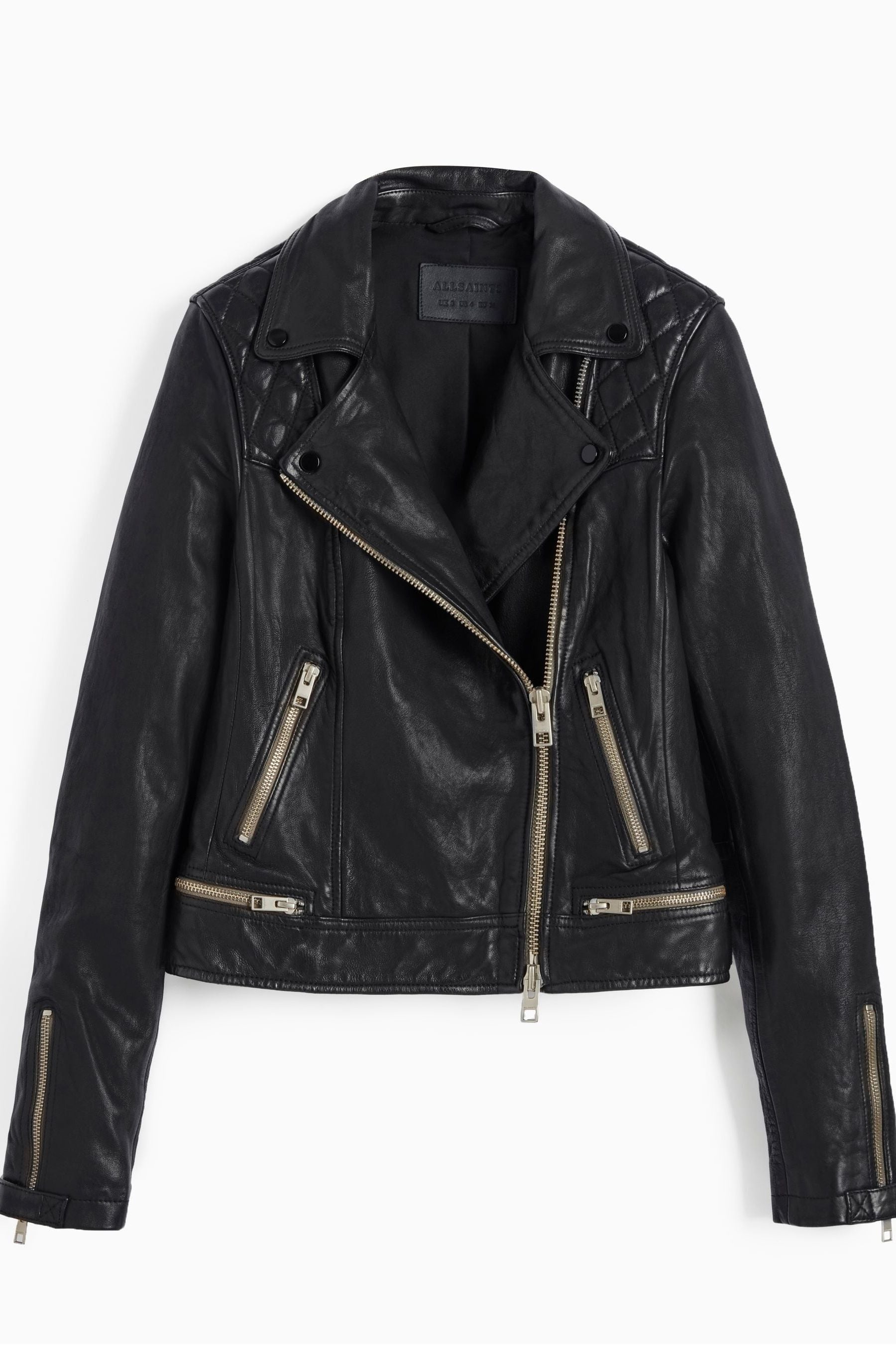 Buy AllSaints Black Conroy Leather Biker Jacket from the Next UK online shop