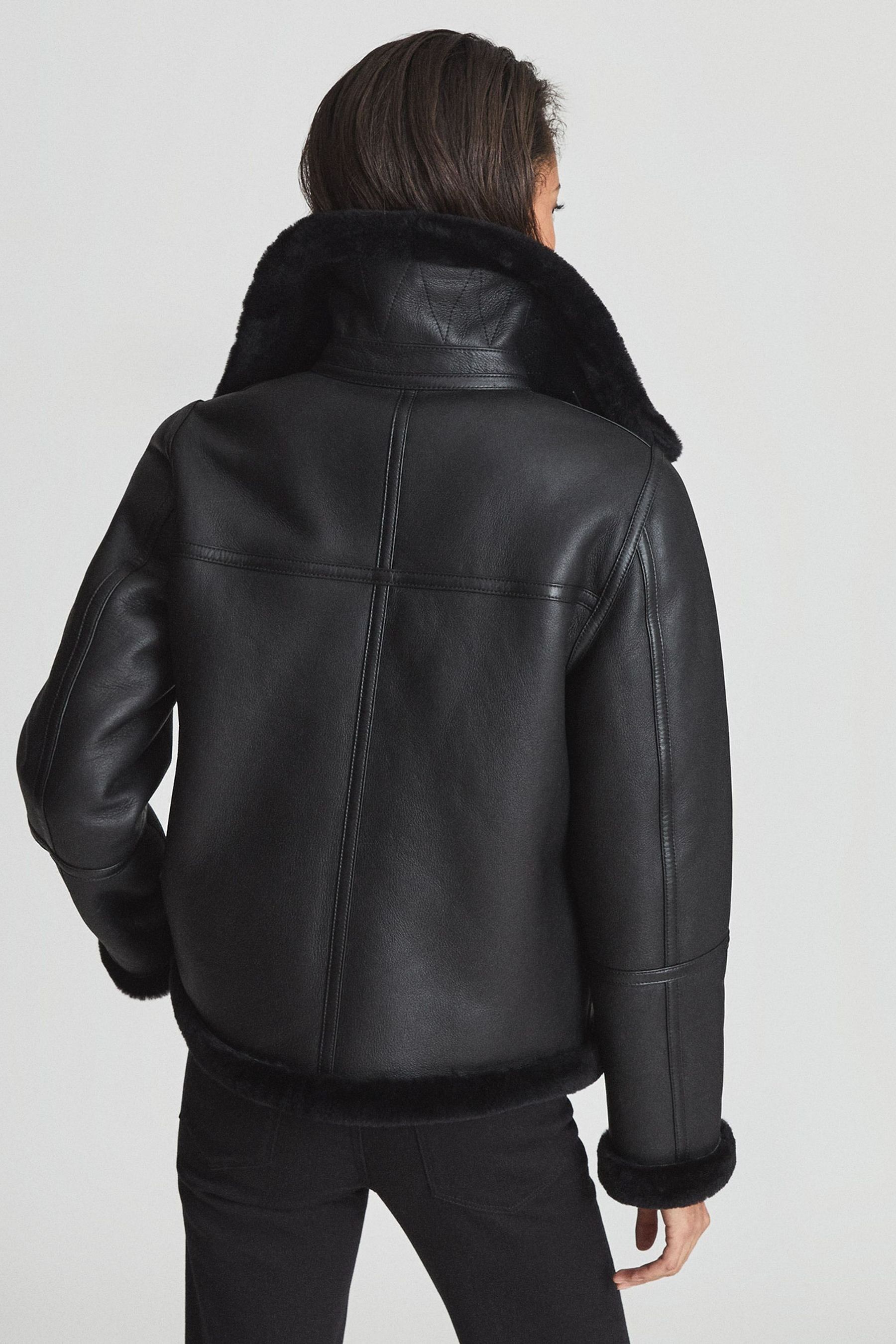 Buy Reiss Black Macey Reversible Shearling Aviator Jacket from the Next UK online shop