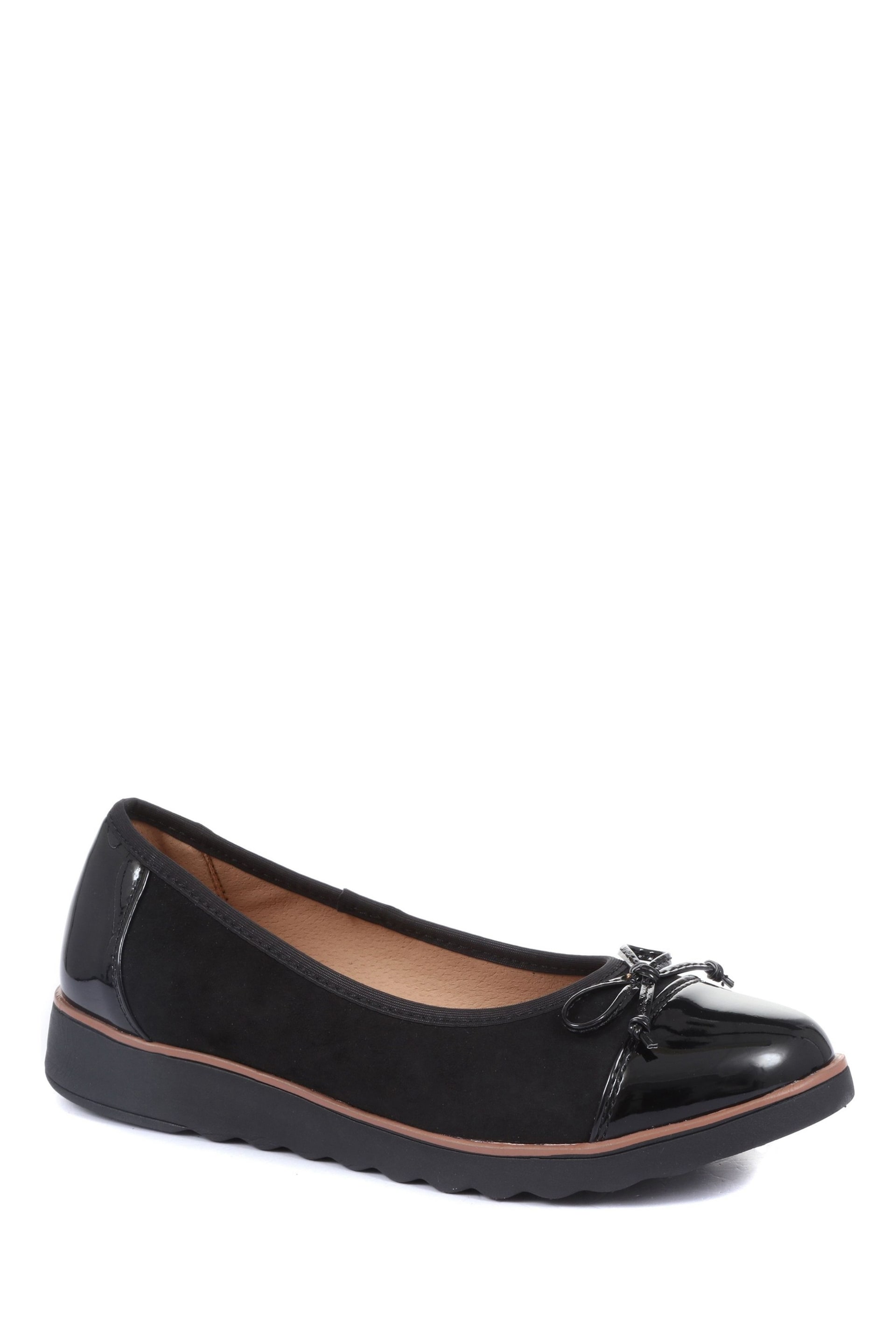 Pavers Black Ladies High Shine Ballet Pumps - Image 2 of 5